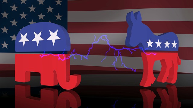 elephant and donkey as representation of two us parties