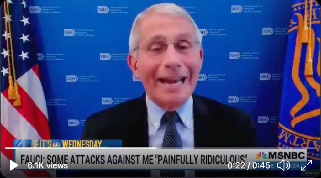 fauci arrogant self defense